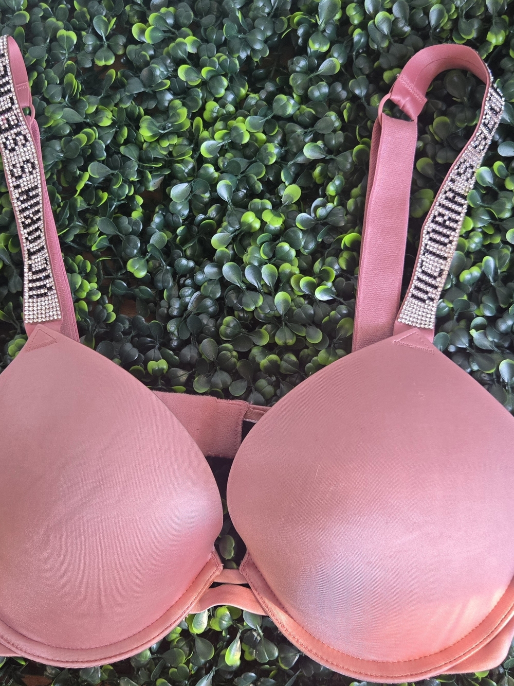 Victoria's Secret Rose Pink Padded Bra with Rhinestone Straps